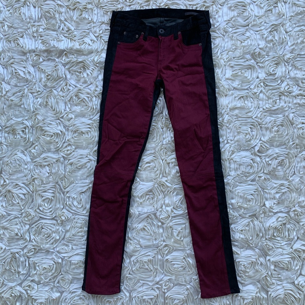 Rag & Bone Color Block Lamb Leather Skinny Jeans - image 2